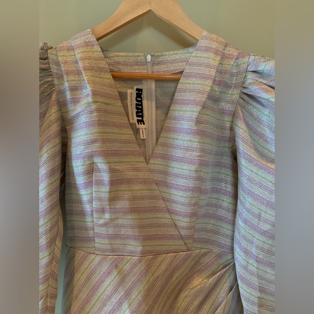 ROTATE Birger Christensen Metallic Wrap Dress - Picture 4 of 13